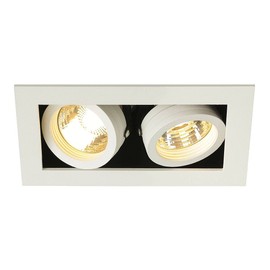 SLV Ceiling Build-In Spotlight Kadux 2 Downlight, 2 x GU10/230 V/Clip Feathers, White 115521