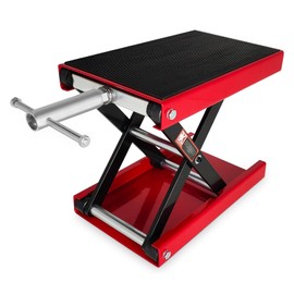 Motorcycle Scissor Jack,Scissor Lift Jack with Wide Steel Deck,Safety Lock & Tool Tray, Dirtbike Stand for Street/Cruiser/Touring Bikes & ATVs 3.5"-13.5" Adjustable Center Hoist Crank 1100 LBS