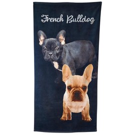French Bulldog Beach Towel 30”x60” – 100% Cotton Velour, Highly Absorbent, Fast Drying, Easy Pack for Spring Break, Vacation, Beach, Pool or Sunbathing – Lightweight Compact for Travel – Novelty Gift
