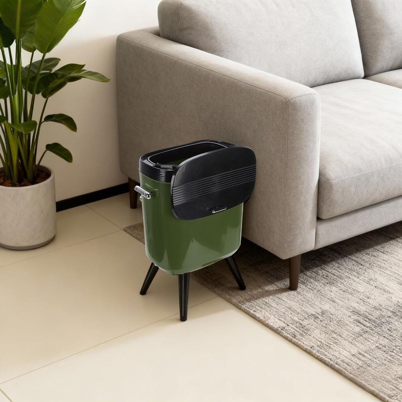 Denash Tall Trash Can with Wheels, 15L Large Capacity Narrow