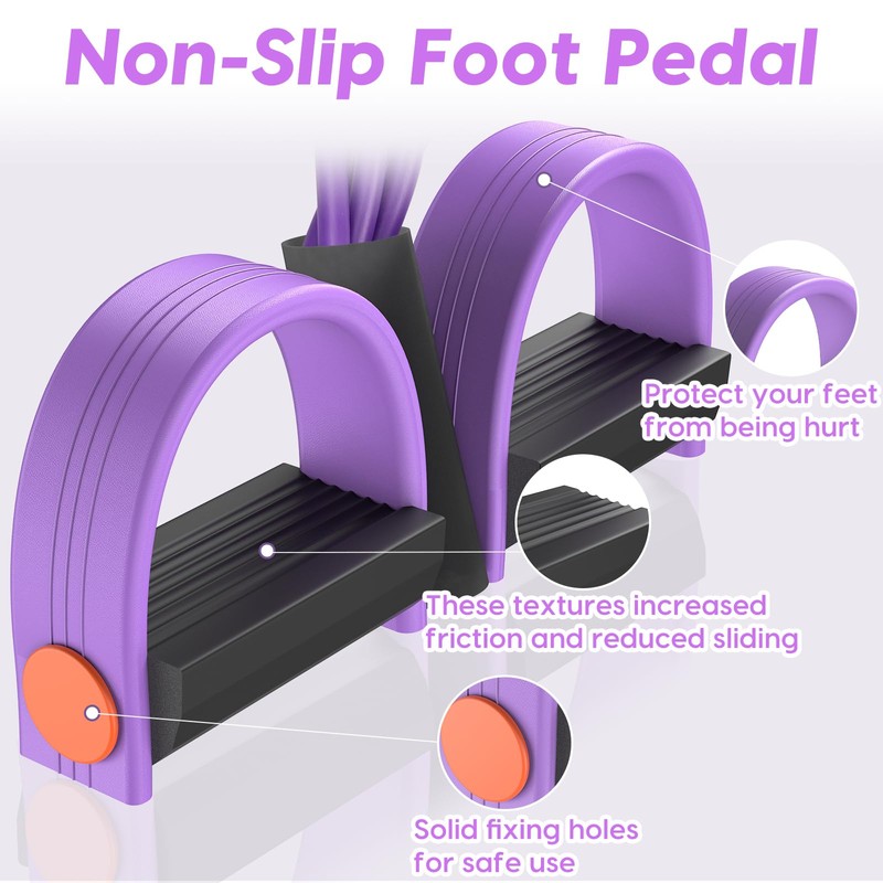 Resistance Bands with Handles, 6-Tube Elastic Foot Pedal Resistance Band,