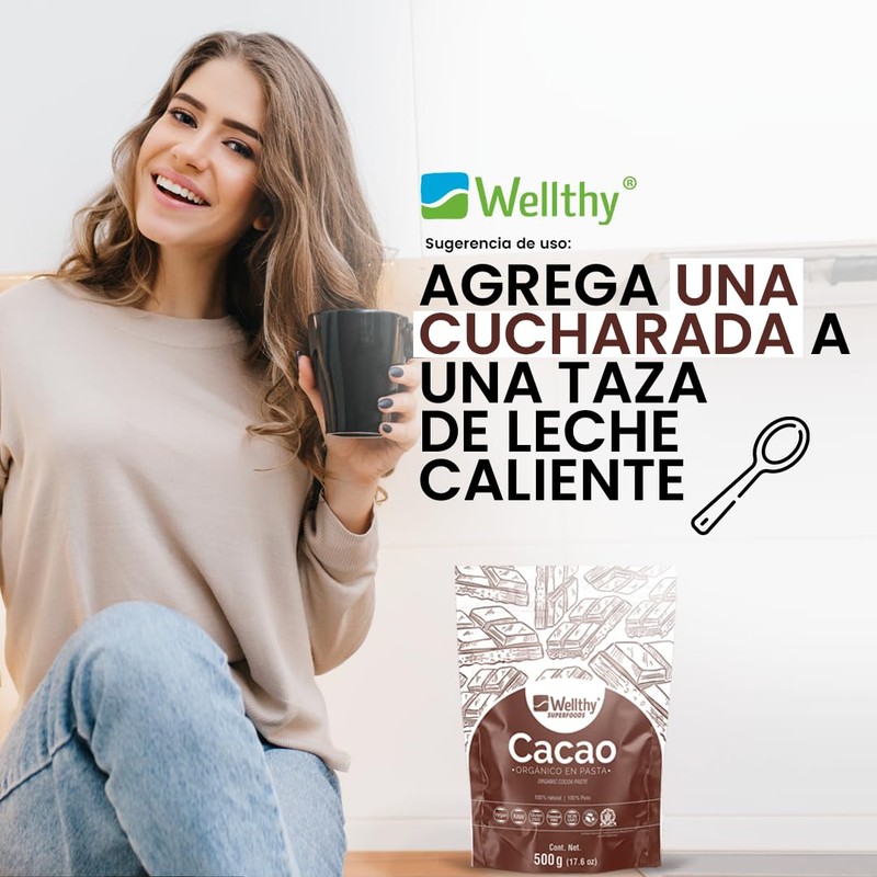CACAO ORGÁNICO 500G WELLTHY SUPER FODDS
