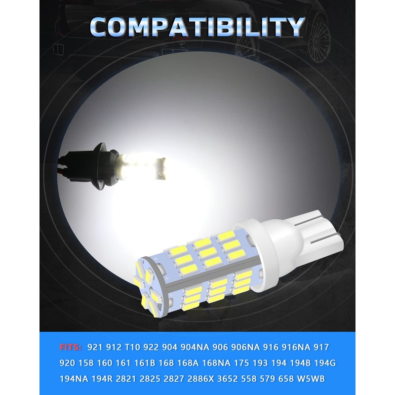 JEFLYM C921 921 912 LED RV Bulbs,Super Bright White T10
