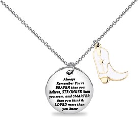 BNQL Cowgirl Boot Necklace Gift Western Cowboy Boot Necklace Equestrian Gift Western Country Boot Cowgirl Jewelry for Him Her (Cowgirl Boot Necklace)