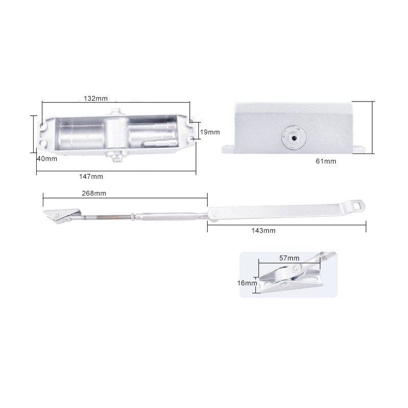 Automatic Door Closer Punch Free Adjustable 180 Degrees Automatic Closing