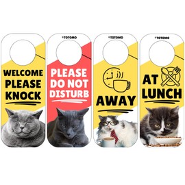 Do Not Disturb Door Knob Hanger Sign Cute Cat Pet Design, Away/at Lunch/Please Knock, 3.5" x 9" for Home Office, Video Call, Work from Home, Dorm, Clinic, Online Class, Quiet Room, Meeting