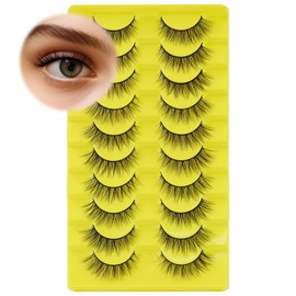 LZM Künstliche Wimpern Cat Eye 10 Paare Fake Lashes Cateye Falsche Wimpern Natürlich Wiederverwendbar Fake Wimpern Cateye Natürliche Wimpern Weich Cat Eye Lashes False Lashes Natural (ABZ06)