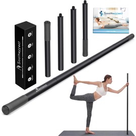 Adjustable Yoga Stick (30/45/60 in), Fully Foam-Sleeved Steel Stretching & Mobility Stick with Exercise Guide, Portable Fitness & Rehab Tool, Carry Bag Included