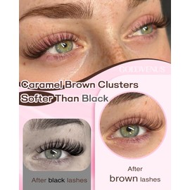 Brown Lash Clusters Kit Natural Look For Soft Glam 300Pcs Wispy Lashes Cluster Eyelash Cluster Extensions Kit C Curve Individual Lashes Extensions Kit For DIY Waterproof & Long - Lasting (10-16mm)