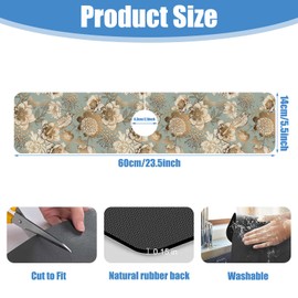 Sink Splash Guard Faucet Mat Peonies Bird and Butterflies Absorbent Fast Drying Mat Sink Gadgets Splash Guard Behind Faucet Drip Catcher for Kitchen Bathroom 23.5"X5.5"
