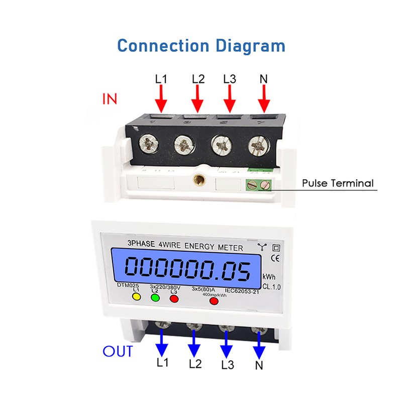 3 Phase 4 Wire Energy Meter 220/380V 5-80A Energy Consumption