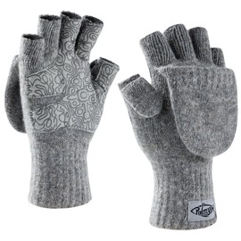 Palmyth Magnetic Convertible Mittens Fingerless Mitt Wool Fishing Gloves Warm for Cold Weather and Winter Men Women (Gray, S/M)