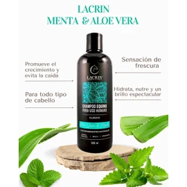 Lacrin Menta & Aloe Vera Champu de Caballo para Uso Humano, 500 ml
