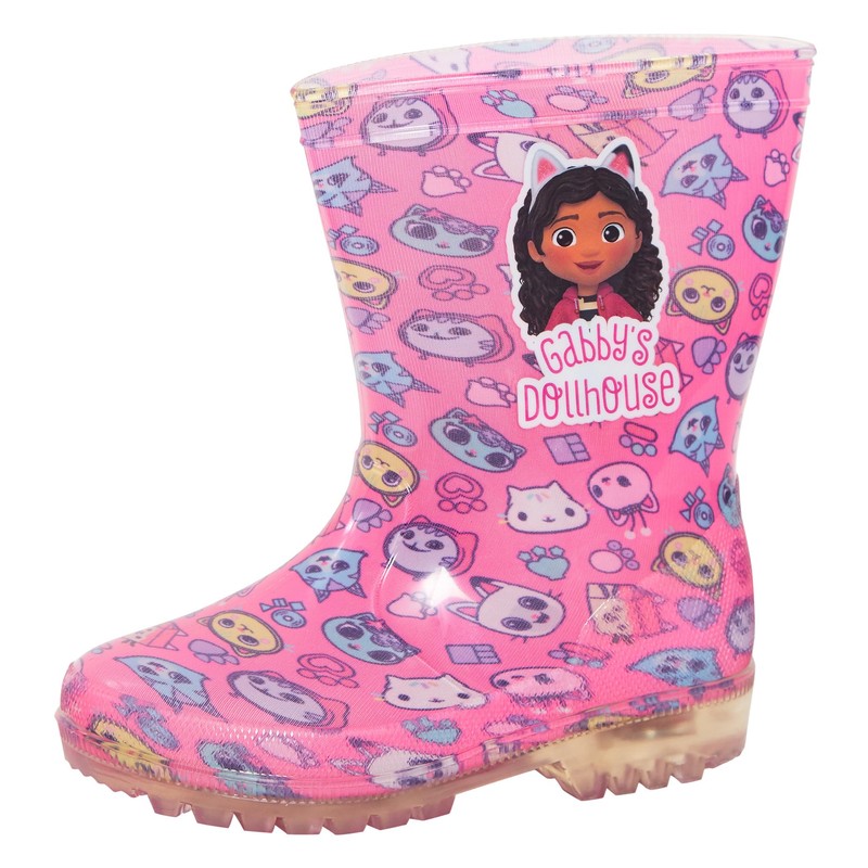 Gabby's Dollhouse Girls Light Up Wellington Boots UK 7 Child