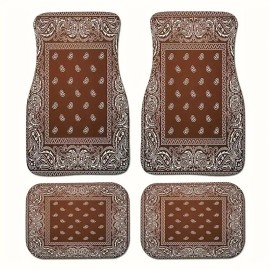 4PCS Bohemia Car Floor Mats Car Floor Protector Carpet Rugs Universal Auto Foot Pad Set Auto Accessories Car Decorationsize: universal, color: Chocolate