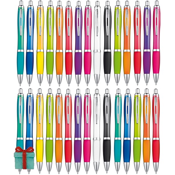Pack of 50 Colourful Ballpoint Pens in Trendy Colours for