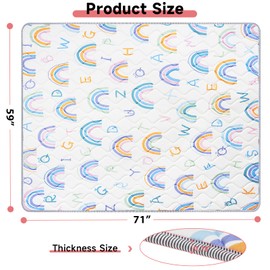 Baby Play Mat 71’’ x 59’’ Soft Baby Floor Mat Thicker Foam Play Mat for Babies，Toddlers, Foldable Baby Playpen Mat Crawling Mat，Rainbow Design