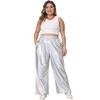 Agnes Orinda Plus Size Metallic High Waist Stretchy Jogger Pants
