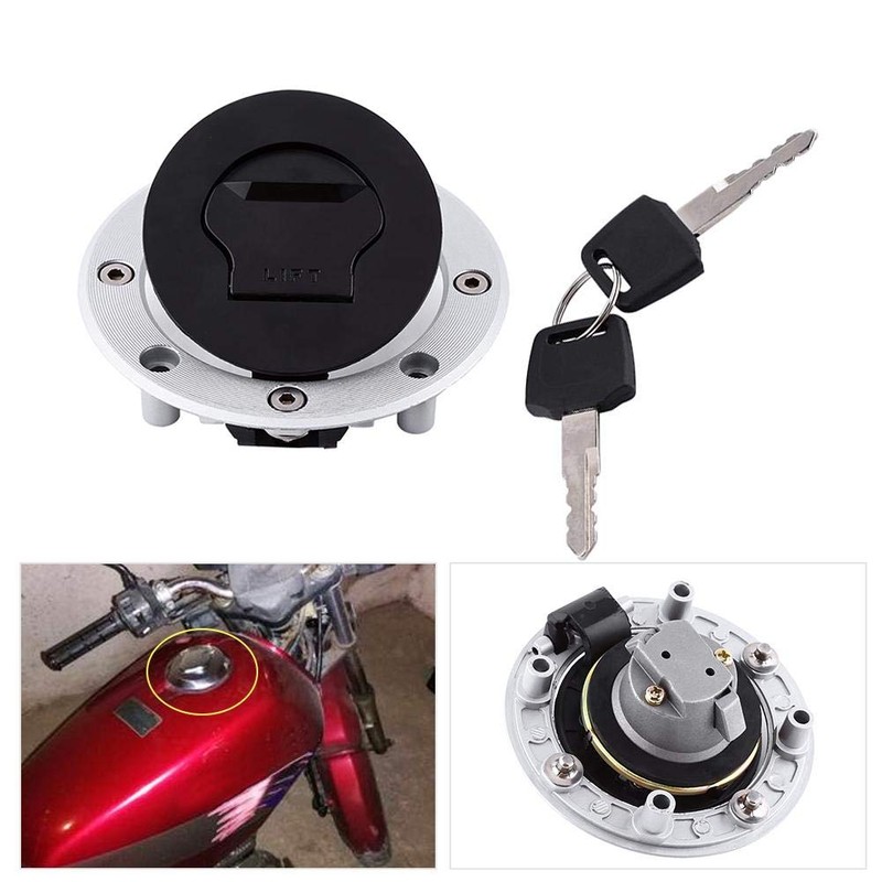 Fuel Cap Cover, Aluminium Fuel Cap Lock with Key Motorcycle