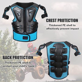 Kids Motocross Vest-Dirt Bike Gear for Cycling Skateboard ATV, Body Back Chest Shoulders Protection,Children Motorcycle Protector for Skating, Skiing (Blue)