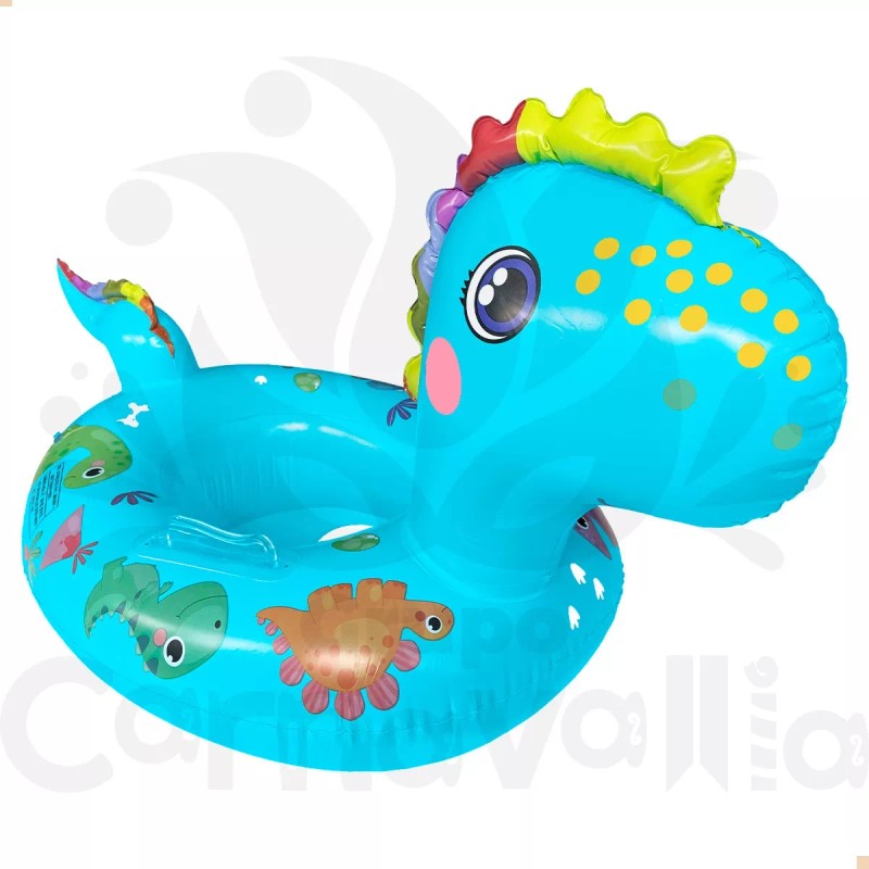 Grupo Carnavallia Inflable Dinosaurio Bebé Flotador C/ Asiento Azul Salvavidas