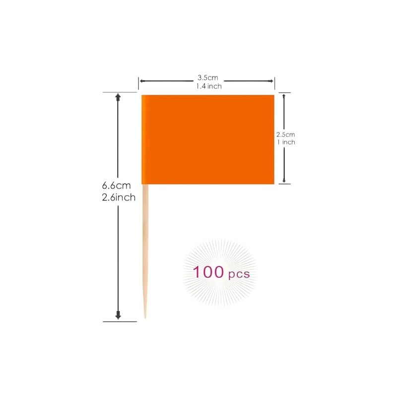 100 Pcs Orange Flag Blank Toothpick Flag Small Mini Labeling