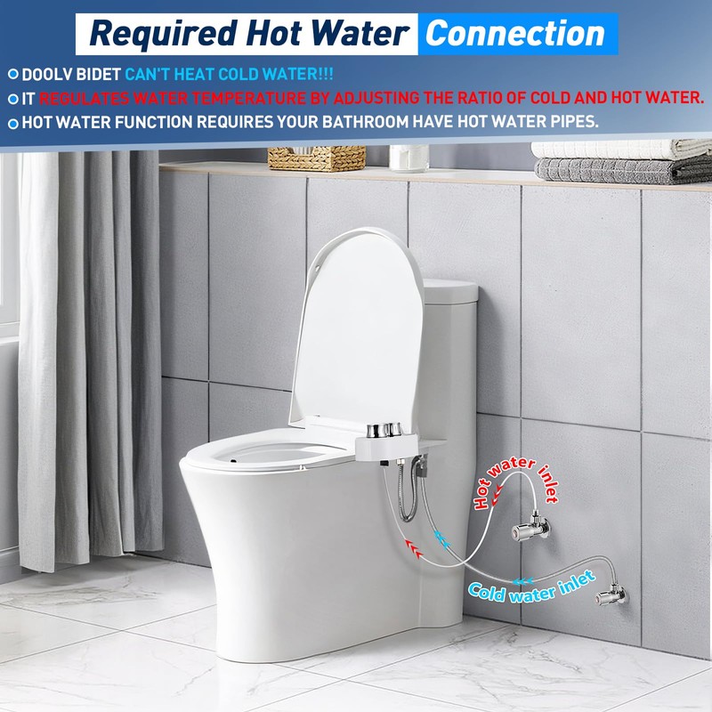 Hot and Cold Bidet Attachment for Toilet, Ultra-Slim Bidet Attachment