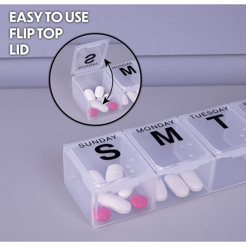 7 Day Pill Dispenser Tablet Box Organiser. 1 Compartment per