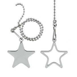 Wayilea Pull Chain Star Ornaments, Ceiling Fan Pull Extender Light Extension Chains Replacement, Decorative Stainless Steel Beaded Ball Chain Set for Kids Boys Lamp Bulb Fixture
