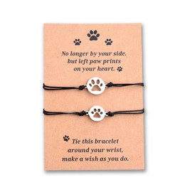 Dog Pet Memorial Gifts Bracelet Loss of Dog Pet Sympathy Gift Friendship Paw Print Bracelets for 2 Dogs Cats Lovers Remembrance Passing Away Gifts For Dogs Cats Bereavement Gift For Cat Lover