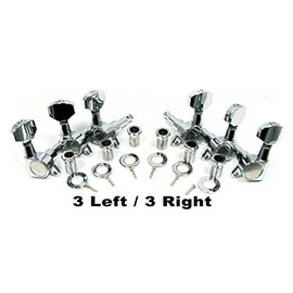 6pc set of Chrome 3 Left / 3 Right Sealed-Gear Guitar Tuners/Machine Heads