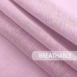 Pink Sheer Curtains Girls Room 54 inches Long Living Room Curtain Sheers Basement 2 Panels Kitchen Voile Linen Textured Transparent Nursery Bedroom Drapes Rod Pocket Window Treatment Set