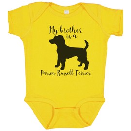 My Brother is A Parson Russell Terrier Cute Dog Baby Bodysuit - Parson Russell Terrier One Piece Baby Bodysuit (Yellow), Newborn