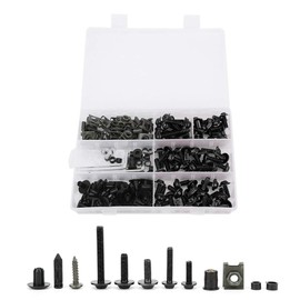 Pack of 198 Motorcycle Fairing Screws Kit, Universal Bolts Fairing Bolt Kit, Body Bolts, Nut M6 M5 for Off-Road Vehicle, Motorbike, Sports Bike (Black)