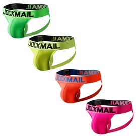 JOCKMAIL 4pcs/Pack 4PCS/Pack Men Underwear Mesh Mens Tong Comfortable Jock strap(as1, alpha, m, regular, regular, 240-Green/Rose/Yellow/Orange-4pcs, X-Large)