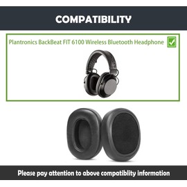 HTINDUSTRY Earpads Replacement Cushion Compatible with Plantronics BackBeat FIT 6100 Wireless Bluetooth Headphone Ear pads with Softer Protein Leather/Memory Foam