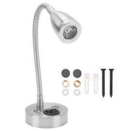 RV LED Bedside Light 360 Degree Swivel Flexible Goosneck Light for DC 12V to 24V Boat Camper Truck Cars Silver