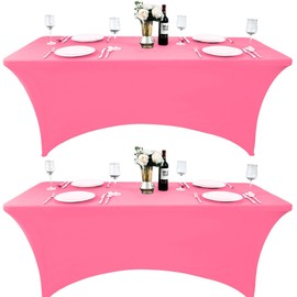 ZarzaaSik 2-Pack 6ft Spandex Table Covers for Rectangle Standard Folding Tables - Wrinkle Resistant Stretch Tablecloths - Ultimate Fitted Table Protector for Parties, Trade Shows, Banquet
