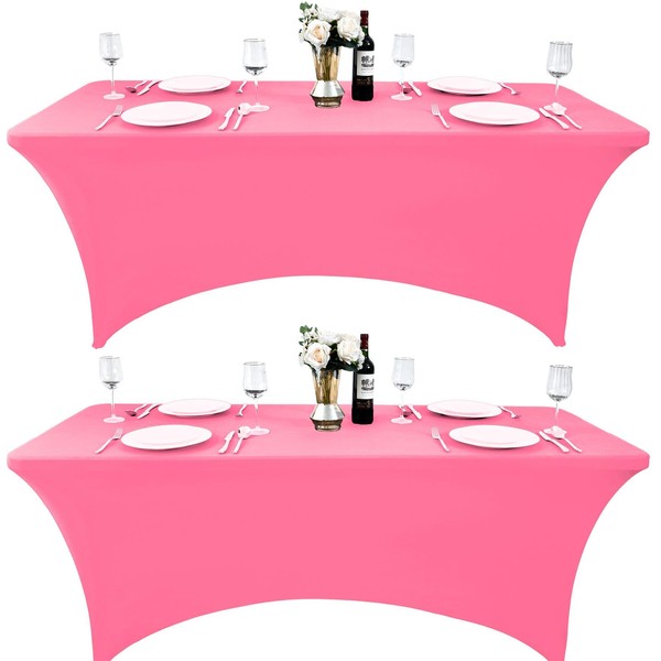 ZarzaaSik 2-Pack 6ft Spandex Table Covers for Rectangle Standard Folding