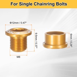 HARFINGTON 10pcs Single Chain Ring Bolts M8 Aluminum Alloy Bicycle Crankset Nut Chainwheel Screws for Road Bike Mountain Bike, Golden