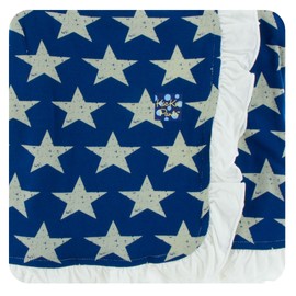 KicKee Pants Little Girls Print Ruffle Stroller Blanket Vintage Stars, One Size