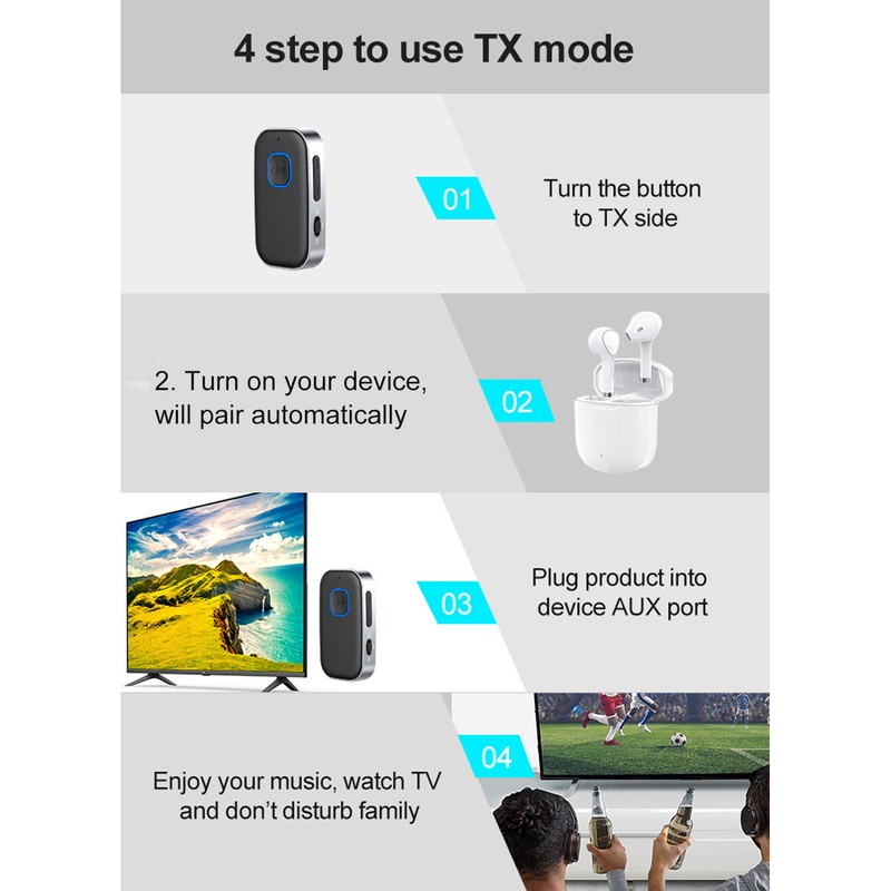 Bluetooth Adapter 3.5mm V5.0 EDR 2 in 1 Wireless Receiver