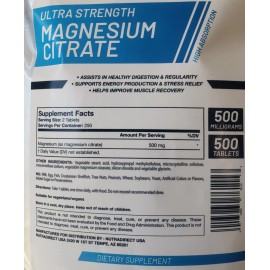 NutraDirect Magnesium Citrate 500mg - 500 Tablets   EXP:   JUNE 2026