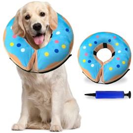 KIKNIN Inflatable Dog Cone Collar for Large Medium Small Dogs Protective Cat Dog Neck Donut Collar Soft Recovery Pet Cone Prevent from Biting & Scratching, Comfy Adjustable Recovery Pillow Collar