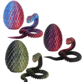 Yearsahrk 3D Gedrucktes Schlangen Drachenei Flexibel 3D Drache Tiere Schlangen Spielzeug Oster körbchen Füller Home Office Dekor Snake Toys (3 Stück.A)