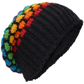 Gheri Wolle Gestrickt Vlies Gefüttert Mehrfarbig Mütze Hüte V