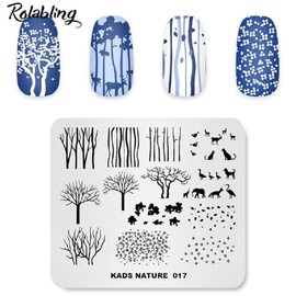 Rolabling Nail Stamping Plate Nature Fox Cute Stamp Plate for Nail Art Stamping Image Template Manicure Stencil DIY Tools (NA017)