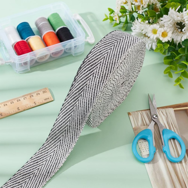 BENECREAT 10m/10.9 Yard Carpet Edge Bias Binding, Gray White Cotton