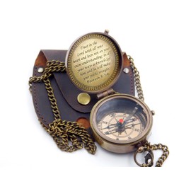 KHUMYAYAD Brass Compass "Trust in the Lord" - Sayings 3:5-6 Quote Engraved Compass | Camping Compass, Inspirational Christian Religious Gifts for Men and Women, Graduation Gift