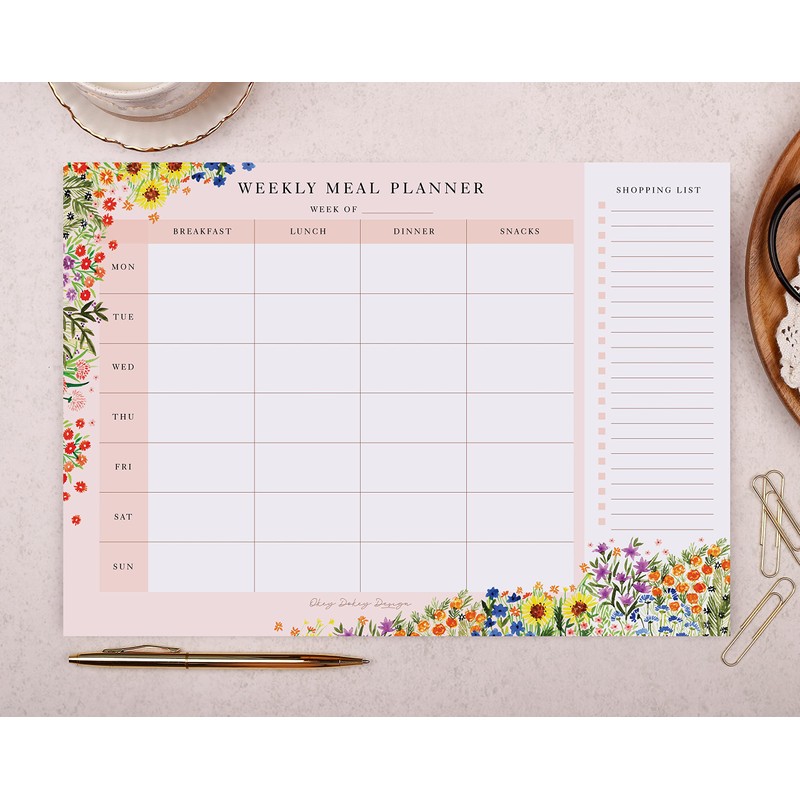 Making Meadows | Pink Floral Weekly Meal Planner Pad |